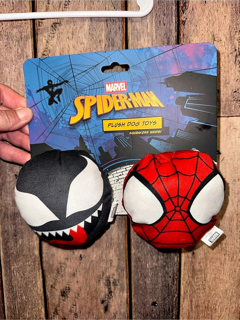 Marvel Spider-Man & Venom Plush Squeaky Dog Toys 2-Pack- NEW